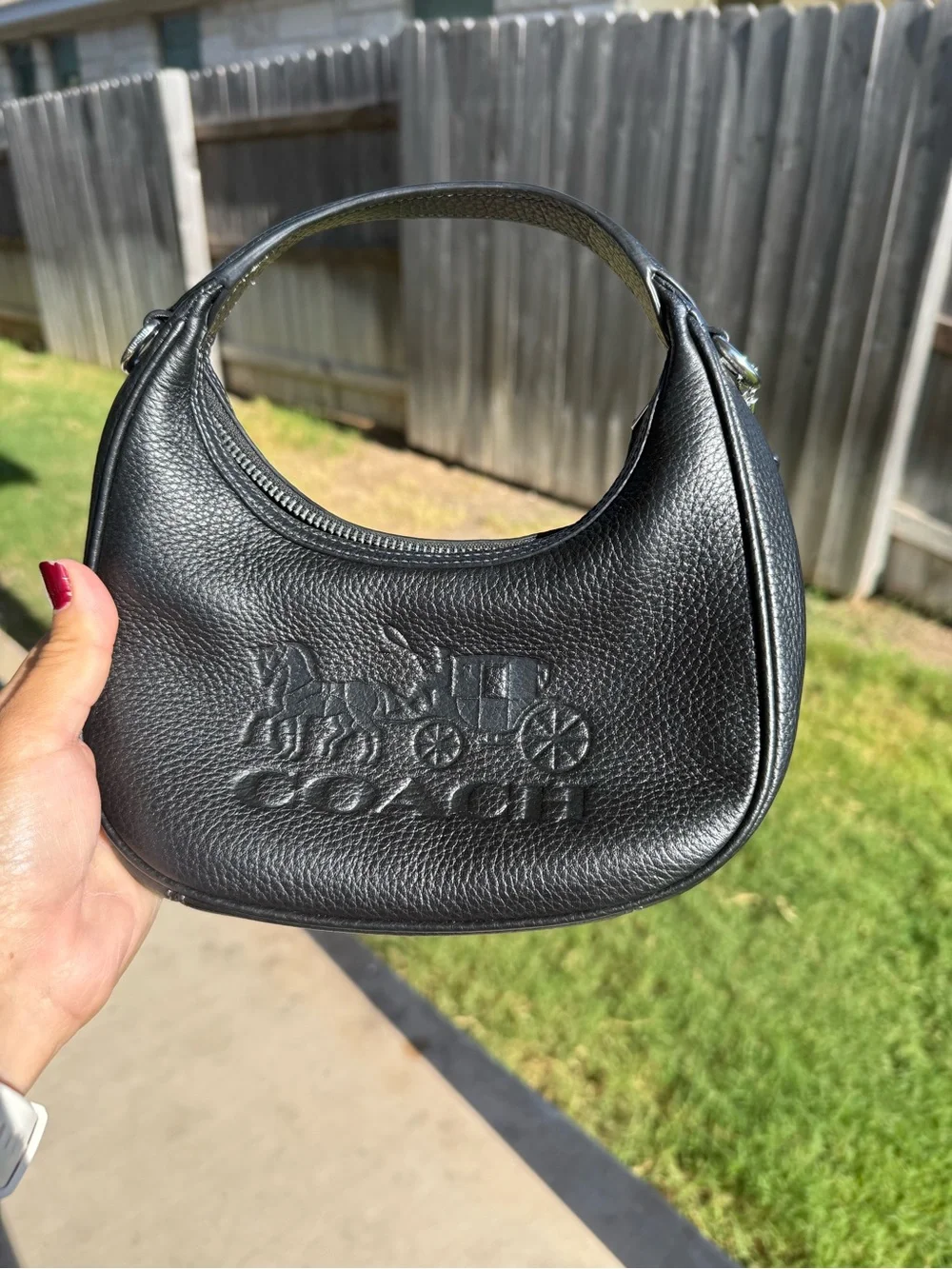 Coach Black Pebbled Leather Mini Shoulder Bag